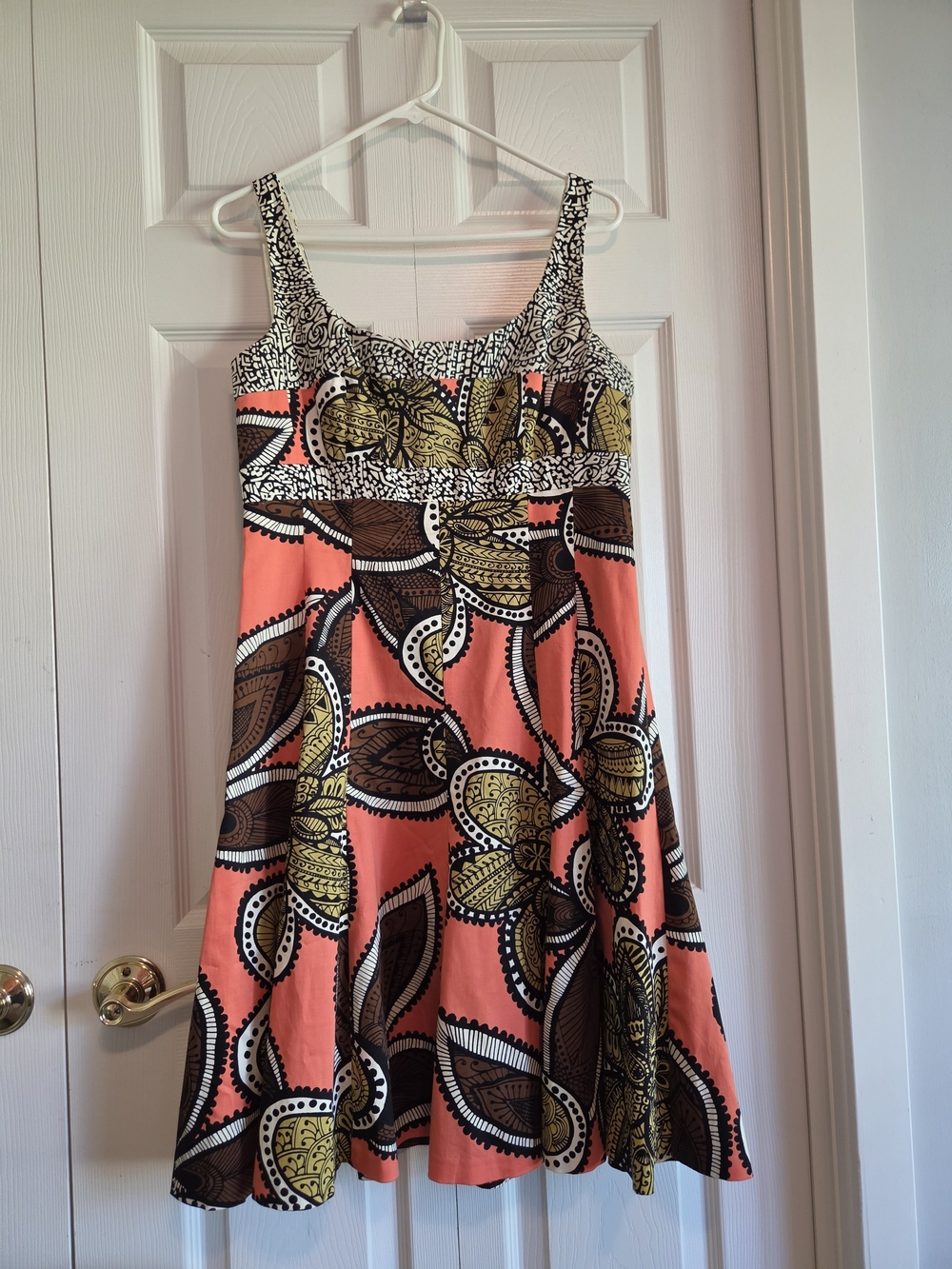 Nine West Coral and Black Patterned Mini Dress